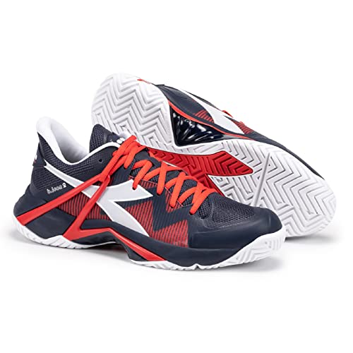 Diadora Men's B.Icon 2 All Ground Tennis Shoe (Blue Corsair/White/Fiery Red, 9)3