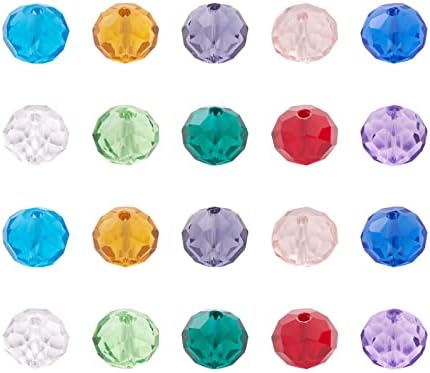 PandaHall 150pcs 10mm Faceted Crystal Glass Beads 10 Colors Rondelle Briolette Spacer Beads for DIY Jewelry Making