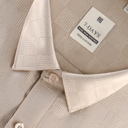 Image of 7-DAYS Men's Premium Formal Shirts - Regular Fit, Full Sleeve, 100% Pure Cotton, Self-Design, with Pocket - Stylish Office Shirts for Men