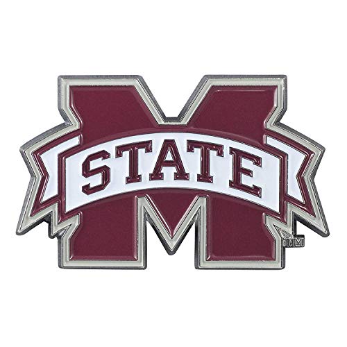 SLS FANMats Mississippi State Bulldogs Premium Solid Metal Color Chrome Raised Auto Emblem Decal University of