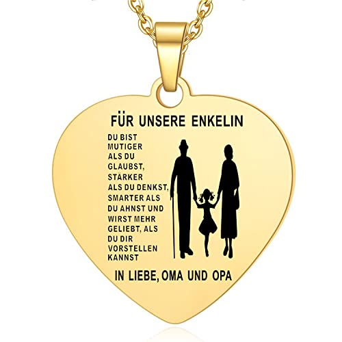 YOTHIWAD Halskette Enkelin herz anhänger Enkelin Kette mit inspirierendem Text an unsere Enkelin Halskette Schmuck Geschenke für Enkelin von Oma Opa Cover