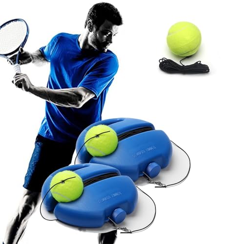 Tennis Trainer Rebound Ball | Portable Tennis Trainer with Durable Base | Easy Setup Practice Aid (1, Blue)