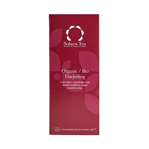 Solaris Tea Organic Darjeeling Tea, 40 Whole Leaf Stitched Silken Teabags