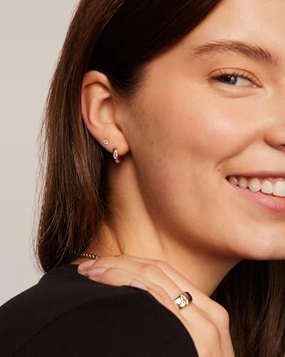 Pavoi 2310-E07 14K Yellow Gold Plated Sterling Silver Posts Marquise Cubic Zirconia Huggie Hoop Earrings thumb #3