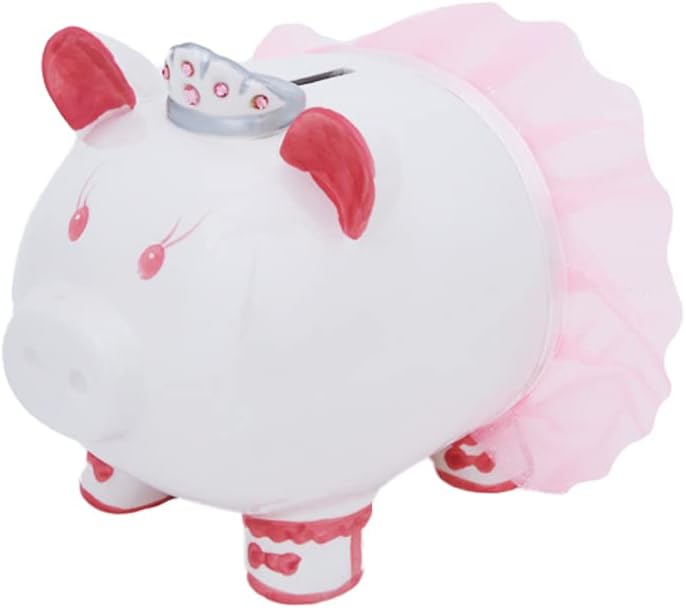 FAB Starpoint Swarovski with Crown Princess Porcelain Piggy Bank for Kids (Pink)