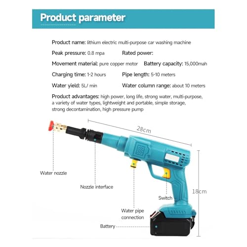 Kit pistolet eau électrique rechargeable avec toolbox de transport rigide - 8