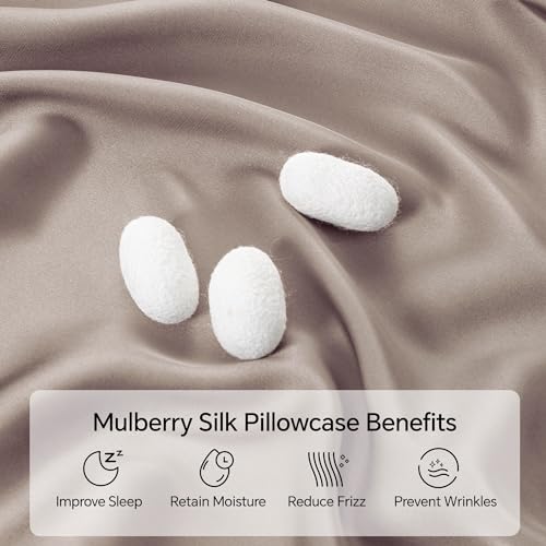 Image of INFIIXSO Silk Pillow Cases 2 Pack Standard Size, Ultra Smooth & Soft Mulberry Silk Pillow Case for Hair and Skin, Breathable Cooling Silk Pillowcase with Hidden Zipper (Caramel, 20x26 Inches)
