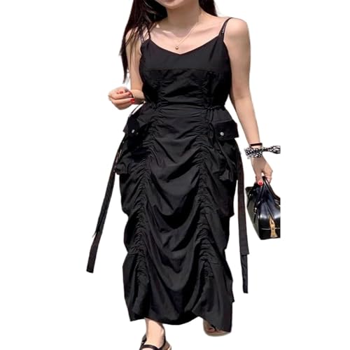 Robe midi avec col en V au design raffiné, finitions soignées et détails cargo
