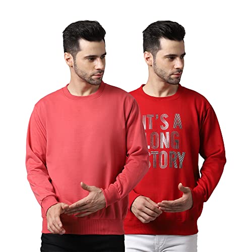 Image of Mack Jonney Fleece Round Neck Solid Sweatshirt for Men (Pack of 2)-SW RRN OLV YLW 02-P