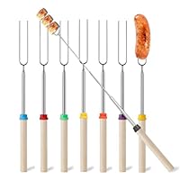 8er-Satz Grillspieße Lagerfeuer,Einziehbarer Marshmallow Spieße,Lagerfeuer Spieße Lang,Rostfreie Stähle Stockbrot Spieße,für Camping,Gartenparty,Grillparty