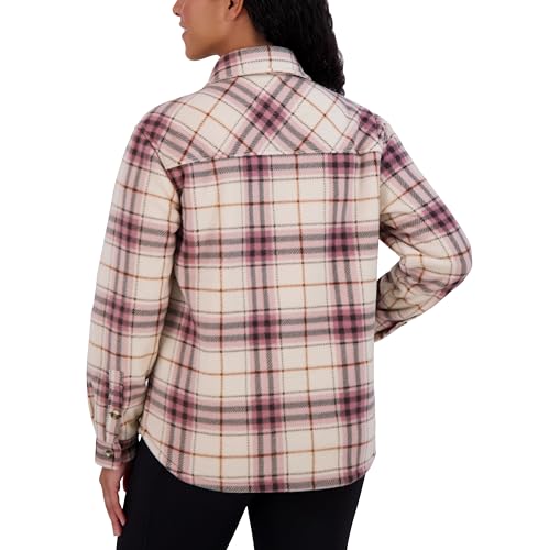 Sage Collective Women's Long Sleeve Plaid Shirt Jacket – Sherpa Lined Fleece Shacket with Pockets4