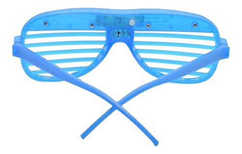 12 Piece Slotted & Shutter Shades Light Up Unisex Flashing Glasses For Adults & Children (5 Assorted Colors: White, Purple, Green, Blue, & Pink)- With Push On/Off Button For All Occasions #TOP3
