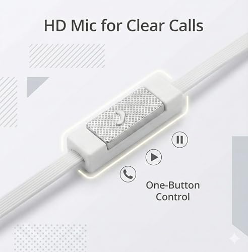 Image of GSP NEO II Wired inEar Earphone with in-Line Call Control, Powerful HD Mic, Clear Sound, Stylish & Lightweight Compatible with Oneplus,Samsung,Oppo,Vivo,Redmi Having 3.5mm Jack- White