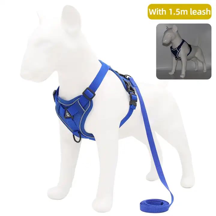 Image of Wooflix Dog Harness for Small Dogs, Cats and Puppies - Reflective Soft Padded Dog Harness with Secure Fit, Quick-Release - Suitable for Small Size Dogs, Puppies & Cats | Blue (4.5kg-7kg Dog & Cat)