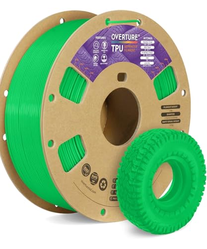 Image of OVERTURE TPU Filament 1.75mm Flexible Roll, 95A Soft 3D Printer Filament, 1kg Spool (2.2 lbs), Fit Most FDM Printer (TPU Neon Green)