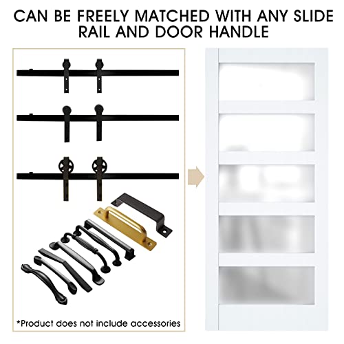 ARKHJEM Glass Sliding Barn Door 30''x84'' Sturdy Barn Door Slabs, Assembly Needed, Barn Doors for Home 5 Panel of Frosted Glass Easy Installation for Living Room Bathroom (No Hardware Include)