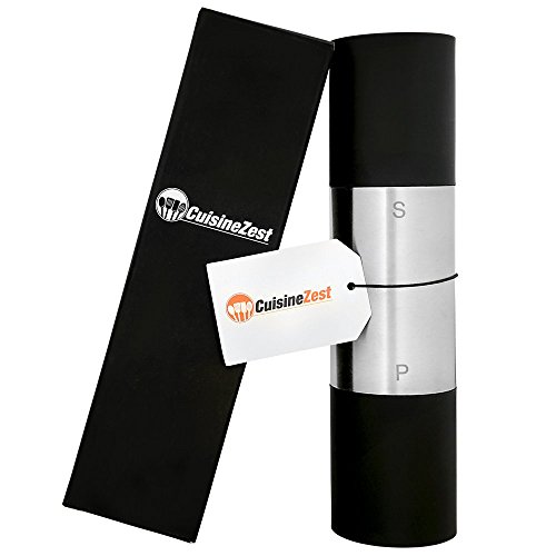 Space-Saving Salt and Pepper Mill Set (2-in-1) with Adjustable Salt and Pepper Grinder Settings