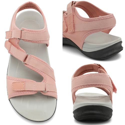 Image of UBFEN Womens Hiking Water Sport Sandals with Arch Support | 3 Adjustable Straps, Cushioned Footbed, Non-Slip, Comfortable Walking for Athletic Outdoor Summer Beach