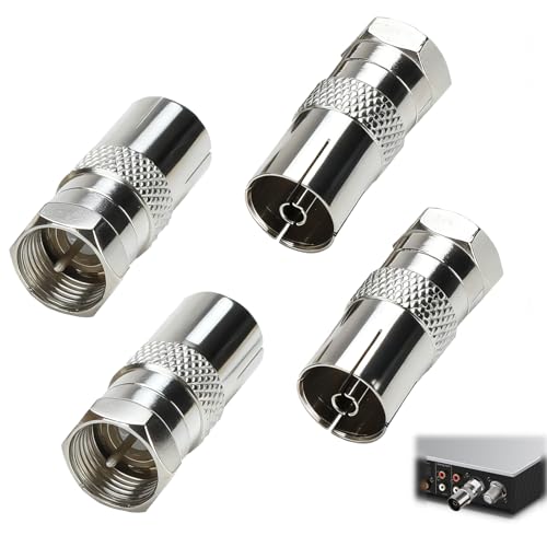 4 PCS Raccords Antenne TV Type F Mâle, Connecteur Antenne TV， Adaptateur d'Antenne TV Coaxial...