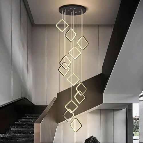 Plafonnier haut plafond variable MOCHAMIK grand lustre escalier