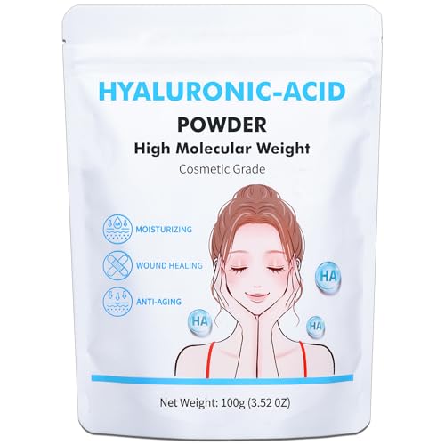 Hyaluronic Acid Powder for Face, High Molecular Weight Hyaluronic Acid Facial Serum Skin Care, Homemade Hydrating Serums, Moisturizer Skincare Cosmetics Grade 100g(5.32oz)