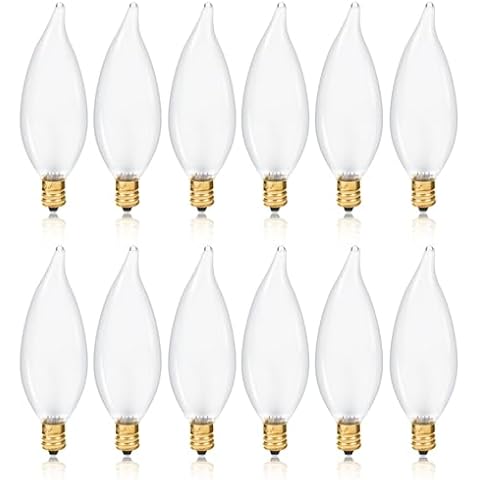 NETEHA Frosted Candelabra Flame Tip 40W E12 Base 120V Decorative Vintage Light Bulbs, 2700K Warm White Dimmable Edison Candle Bulbs for Chandeliers, Ceiling Fan Lights and Pendants (12 Pack) Cover