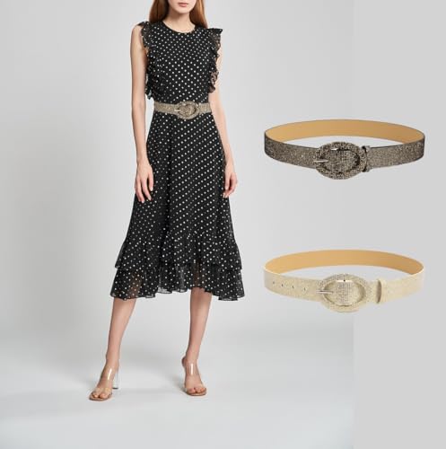 COTIM COYIN Wide Girls Sequin Sparkly Leather Belt For Jeans Pants Dresses4