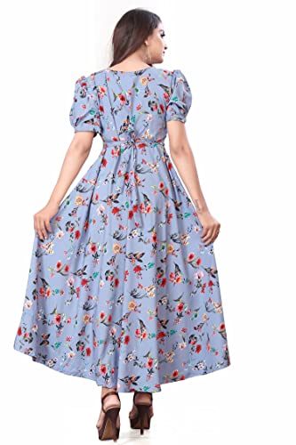 Image of FLARED ALINE MAXI DRESS WITH FLORAL PRINT FOR WOMEN