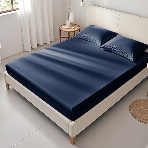 FreshCulture Twin Fitted Sheet Only – Premium Hotel-Quality Fitted Sheet for Twin Bed – Ultra Soft & Breathable Brushed Microfiber – Elegant Black Box Packaging (Navy) by FreshCulture - Used condition - Image 7