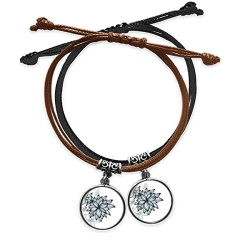 Bracelet cuir double fleurs coloré art grain cadeau idéal amoureux