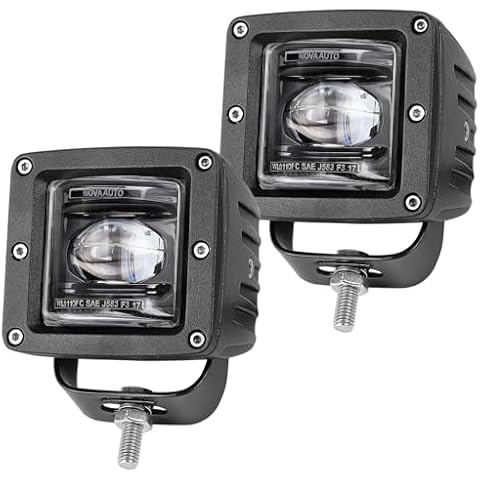 OFFROADTOWN LED Pods, 2pcs 3'' SAE Fog Lights Off road Driving lights Waterproof Square LED Cubes Work Light for Truck Motorcycle ATV UTV Boat Cover