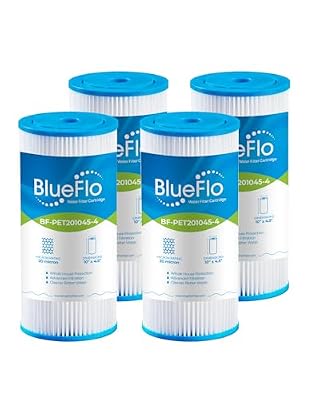 10"x4.5" 20 Micron Pleated Water Filter Home, 20 Whole House Heavy Duty Sediment Cartridge Replacement for FXHSC, WFHDC3001, R50-BBSA, R50-BB, W50PEHD, 4 Pack