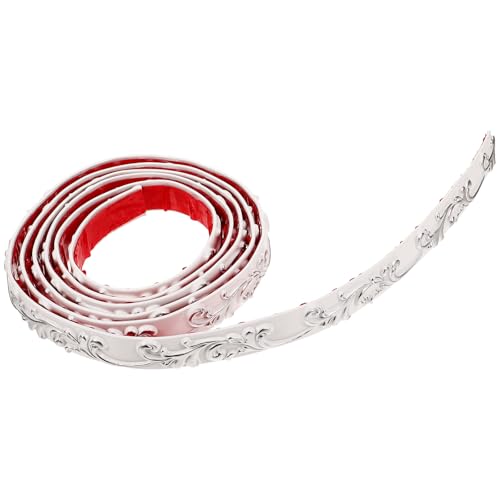 POPETPOP Moldura Autoadhesiva Flexible para Pared y Techo 2 Piezas de 1 Metro Tira Pelable y Adhesiva de PVC Blanca Borde Plateado para Decoración de Marcos Esquinas y Muebles