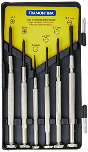Jogo de Chave Precisão 6 Peças, com 4 Chaves Ponta Chata e 2 Chaves Ponta Cruzada, Tramontina 41905306