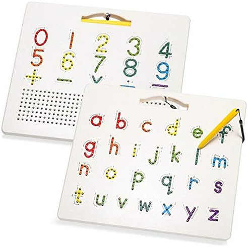 Apfity Magnetic Alphabet Tracing Board, Double Sided Magnetic Tablet Drawing Board, ABC Letters Lowcase and Number Writing Board for Kids