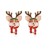 Pendientes de Navidad con diseño de muñeco de nieve de diamantes y árbol de Navidad