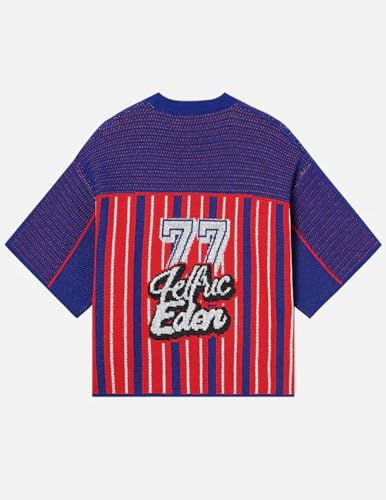 Aelfric Eden T Shirts Number Stripe Unisex Oversized Graphic Knit Tee Color Blocking Streetwear Tops2