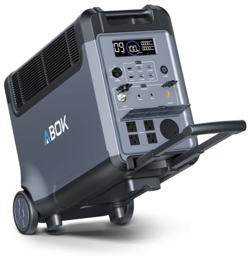 ABOK Ark3600 Portable Power Station, 3840Wh LiFePO4 Battery, 3600W AC Output, Expandable to 11520Wh, 15 Outlets, Solar Generator for Home Backup, RV, Camping, Emergencies