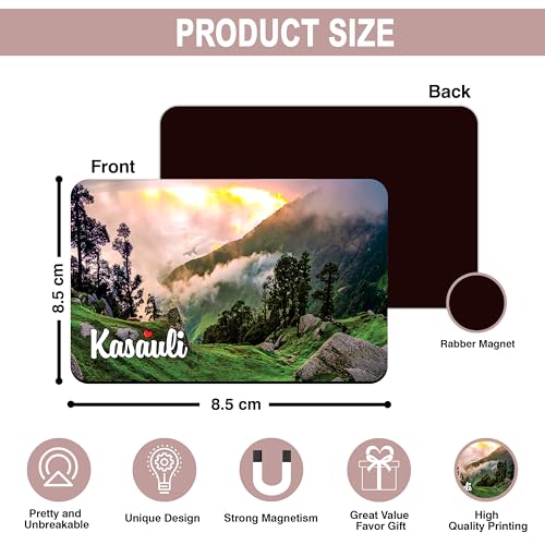 Image of Elegant Fridge Magnet with Themes |Rectangular Size Refrigerator Magnet with Magnetic Rubber Back | Pack of 1, 8.6cm X 5.4cm (Kasauli)