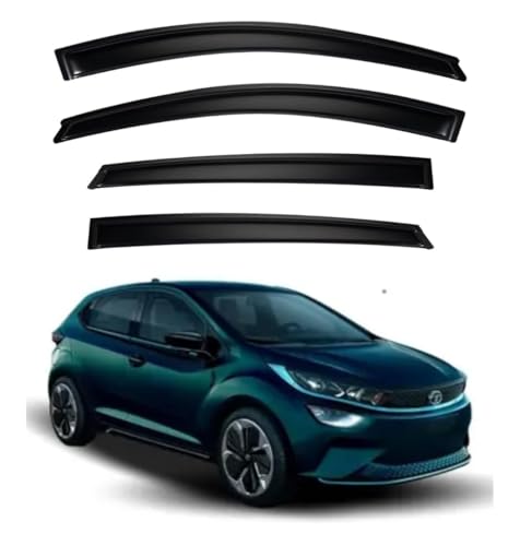 Image of Premium Smoke Car Door Visor Front+Rear Sun /Rain Guard Outside Mount Tape-On Window Visors Compatible with Tata Altroz EV (2025-2026)