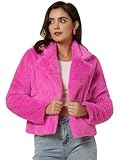 Allegra K Women's Winter Wedding Faux Fur Bolero Jacket Loose Formal Faux Fur Coat Medium Hot Pink