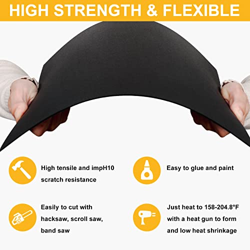 Image of Plastic Sheet 12 inch x 12 inch x 0.06 inch, Black PVC Board Flexible Moldable Impact Strength and High Tensile 1 /16 inch Thick (1.5mm) for Crafts Materials Home Decor and Handicrafts, Abs Plastic Sheets 6 Pack