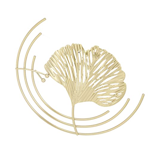 Buachois Decorazione da Parete,Sculture da Parete,3D Decorazioni da Parete in Metallo a Forma di Foglie di Gingko Biloba,Foglia di Metallo Decorativo Minimalista Moderno Astratto Linea Arte