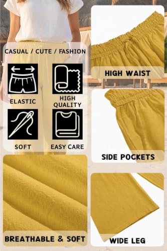 Image of LNX Women's Linen Pants Wide Leg High Waisted Capri Pants with Pockets