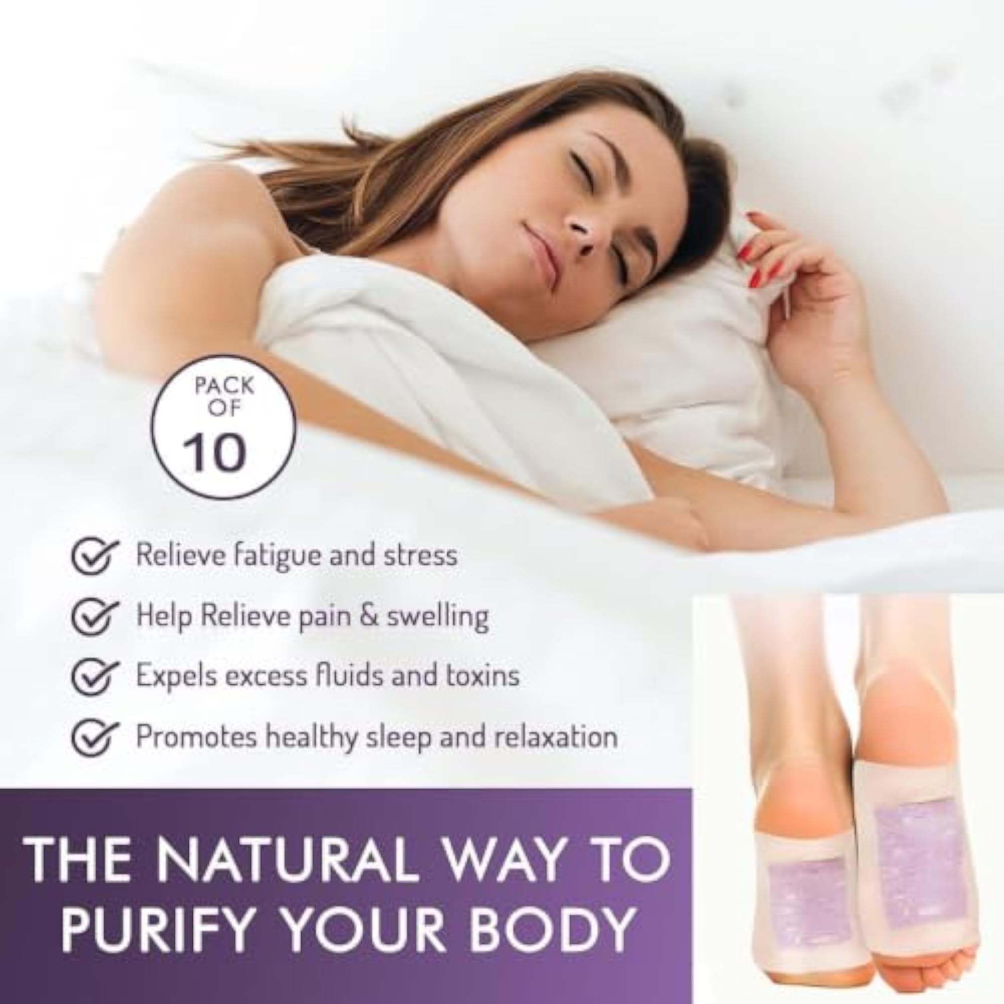 Detox Foot Patches, 10 Pcs Lavender Foot Pads