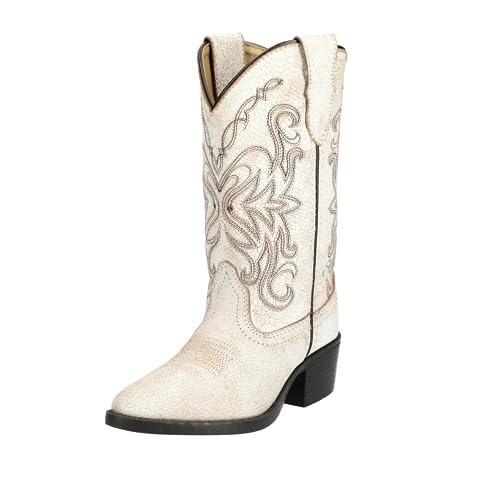 Kid's Carolina Antique White Leather Western Boot3