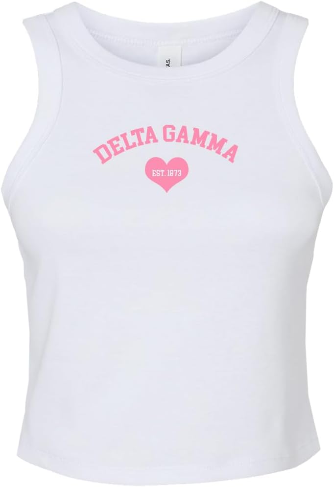 Delta Gamma Cropped Tank with DG 1873 Heart Logo