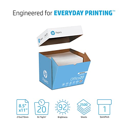 Hp Printer Paper | 8.5 X 11 Paper | Office 20 Lb | Quickpack Case - No Ream Wrap- 2,500 Sheets | 92 Bright | Made In Usa - Fsc Certified | 112103C #TOP1