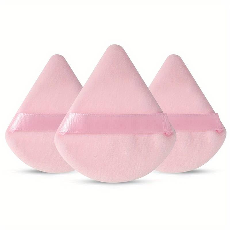 Set de 3 Esponjas de maquillaje triangular, esponjas de polvo, Esponjas aplicadoras, Borlas de maquillaje, Esponjas para base y polvo, Esponjas faciales, powder puff (Rosa)