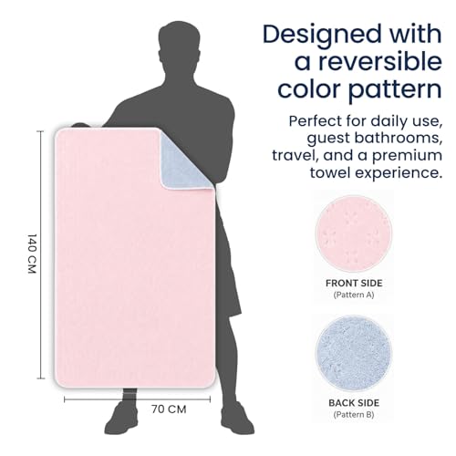 Image of MAXOSHINE Microfiber Towels for Bath Large Size-Reversible Bath Towel for Men and Women-Soft Coral Fleece Towel with Hook 600 GSM Quick Dry Super Absorbent-70 x 140 cm